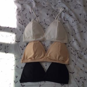 3 Bras Black,Nude,and White